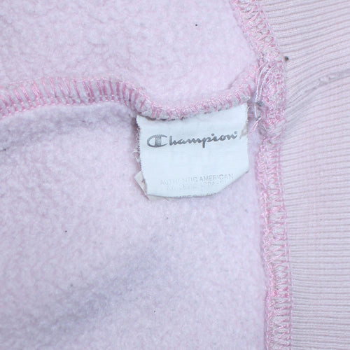 Champion Womens Pink Small Pullover Hoodie Embroidered Logo Sweatshirt