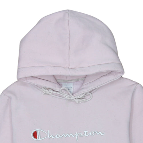 Champion Womens Pink Small Pullover Hoodie Embroidered Logo Sweatshirt