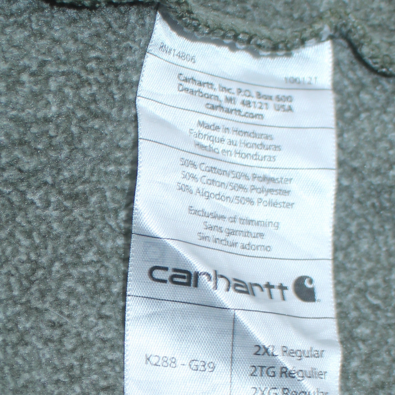 Carhartt Men's Green 2XL Pullover Hoodie Original Fit Workwear