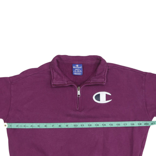 Champion Women's Purple 1/4 Zip Sweatshirt Small Cotton Logo