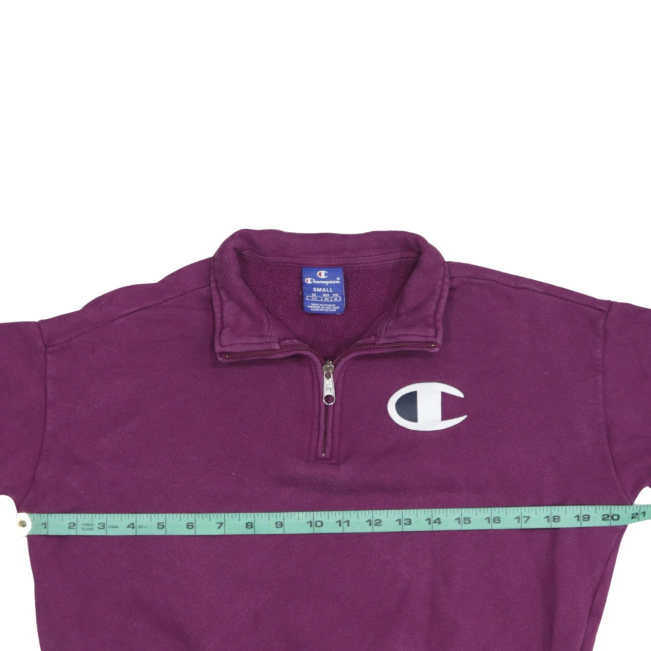 Champion Women's Purple 1/4 Zip Sweatshirt Small Cotton Logo