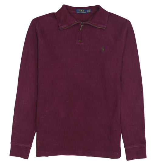 Polo Ralph Lauren Men's Burgundy Cotton 1/4 Zip Jumper Size S