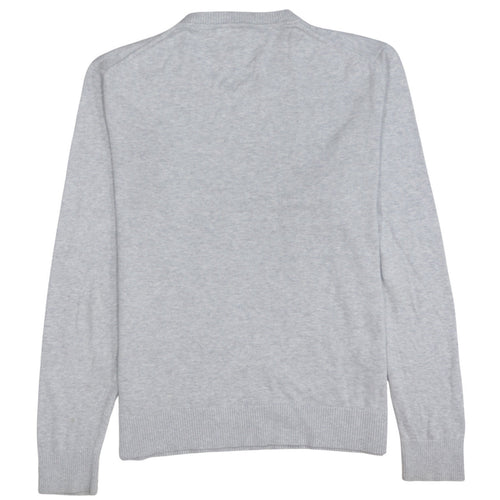 Tommy Hilfiger Men's Grey V-Neck Cotton Jumper Size M