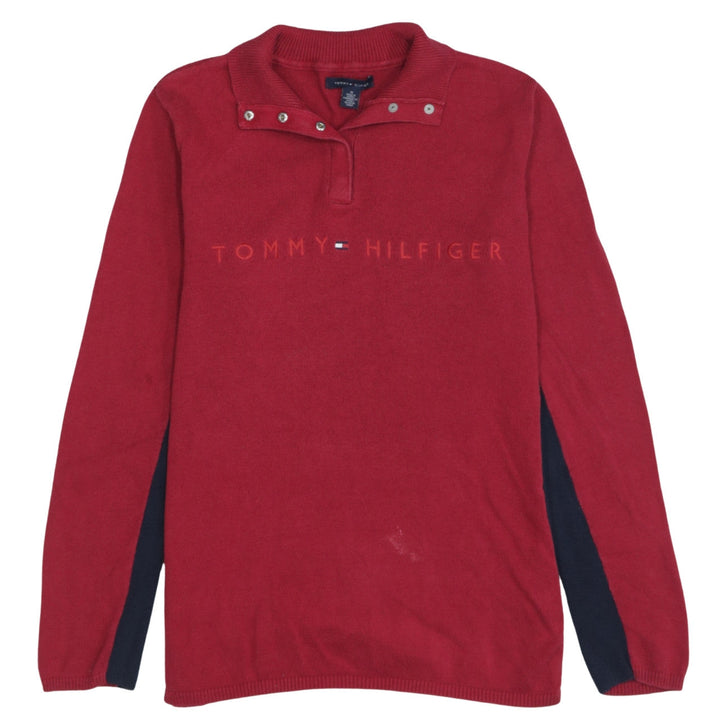 Tommy Hilfiger Men's Red Cotton Henley Jumper Size M