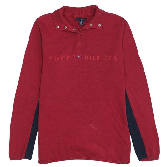 Tommy Hilfiger Men's Red Cotton Henley Jumper Size M