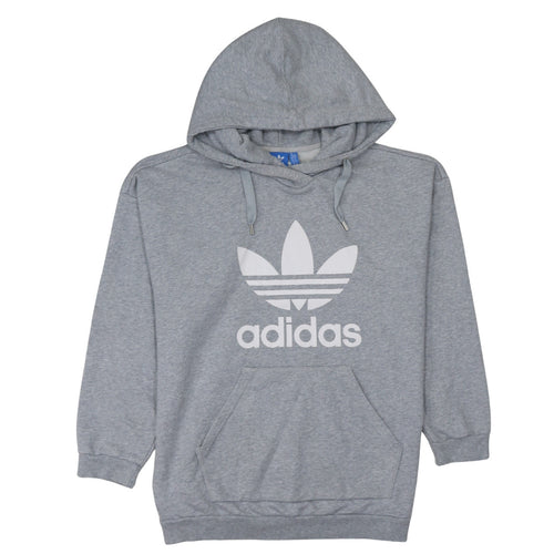 Adidas Mens Grey Pullover Hoodie L Regular Fit Graphic Hoodie