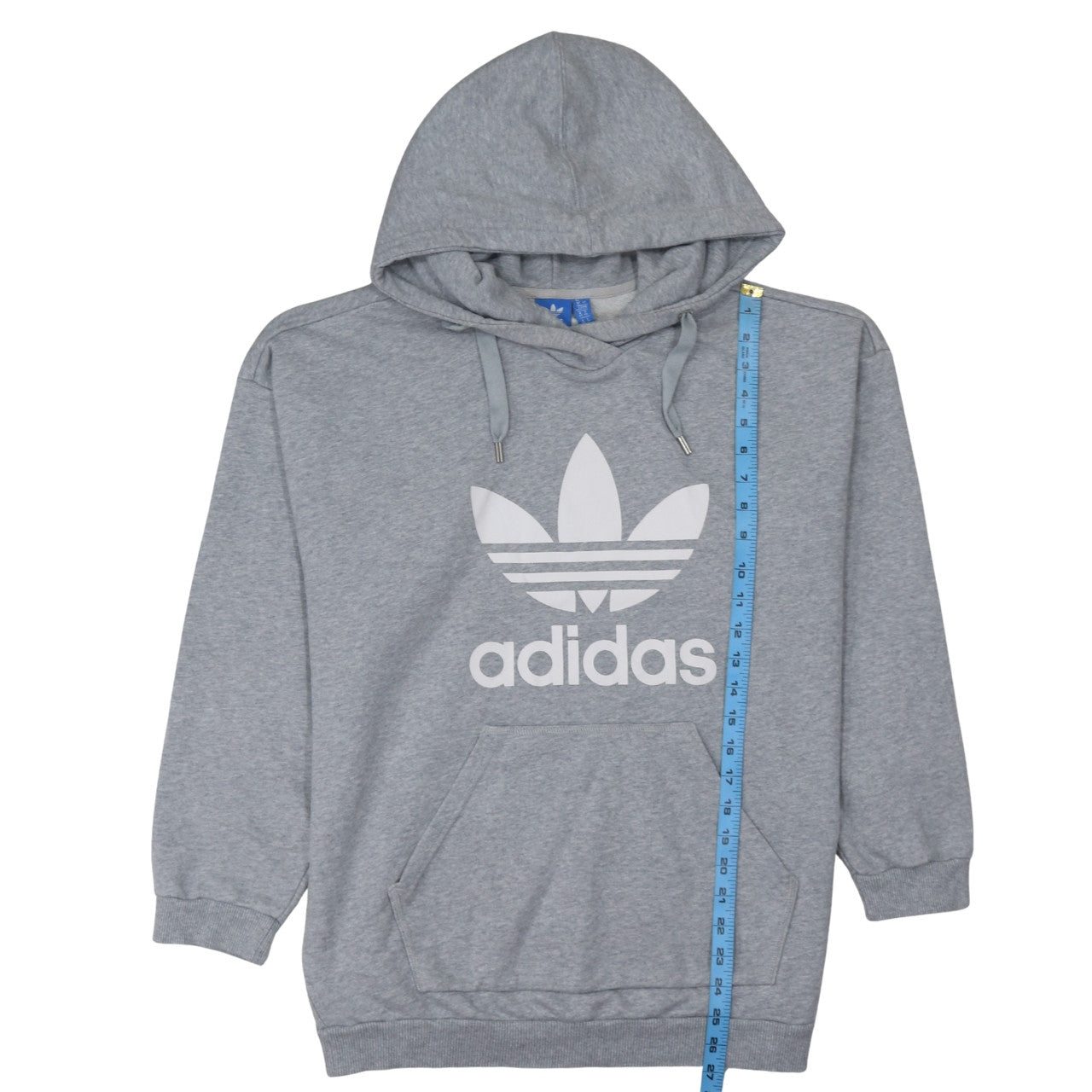 Adidas Mens Grey Pullover Hoodie L Regular Fit Graphic Hoodie