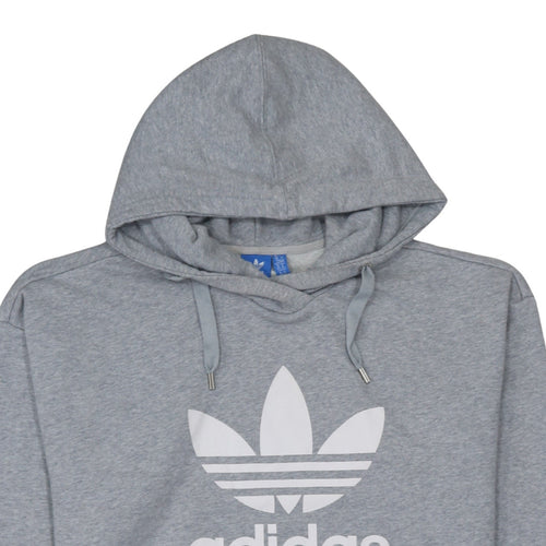 Adidas Mens Grey Pullover Hoodie L Regular Fit Graphic Hoodie