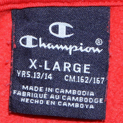 Champion Boys Red XL 13-14 Years Pullover Hoodie with Logo Front