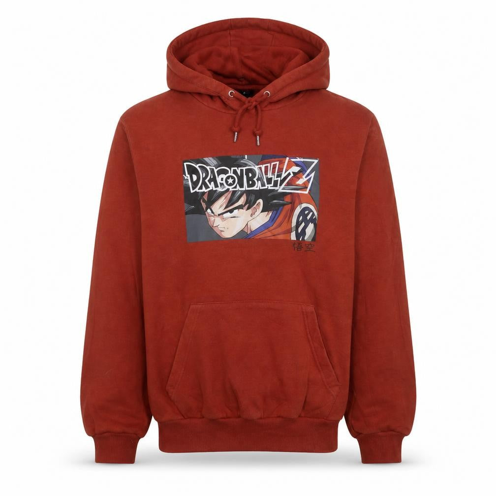Front view of Dragon Ball Z Men's Red Pullover Hoodie Medium Anime Graphic Print