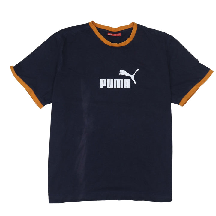 Puma Mens Blue 2XL Crew Neck Sports Logo Short Sleeve T-Shirt
