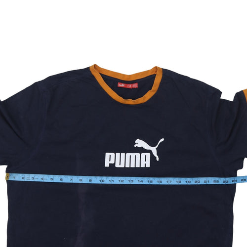 Puma Mens Blue 2XL Crew Neck Sports Logo Short Sleeve T-Shirt