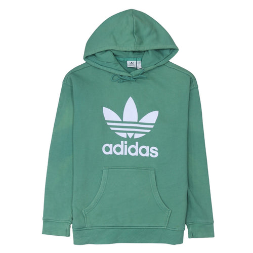 Adidas Womens Green Pullover Hoodie XS Cotton Blend Casual
