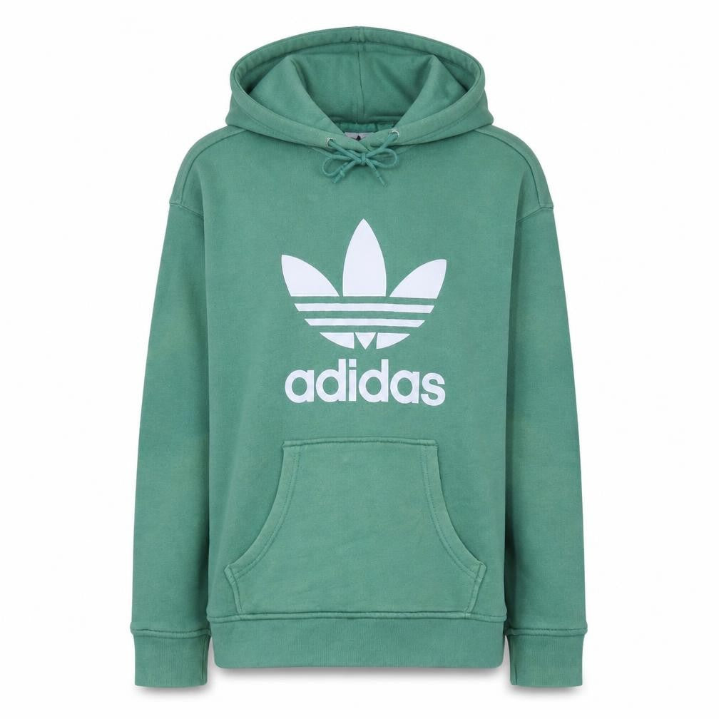 Front view of Adidas women’s green pullover hoodie xs cotton blend casual