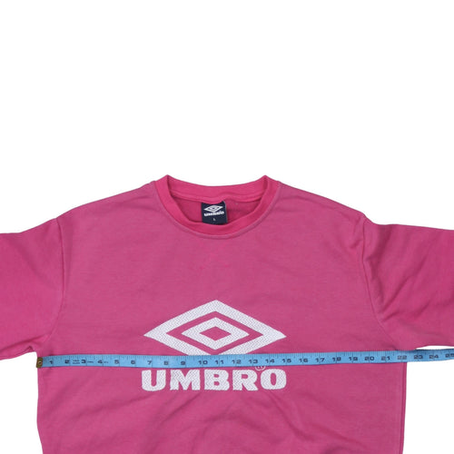 Umbro Womens Pink Cotton Blend Crew Neck Sweatshirt Size L