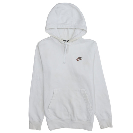 Nike Men's White XS Pullover Hoodie with Brown Logo