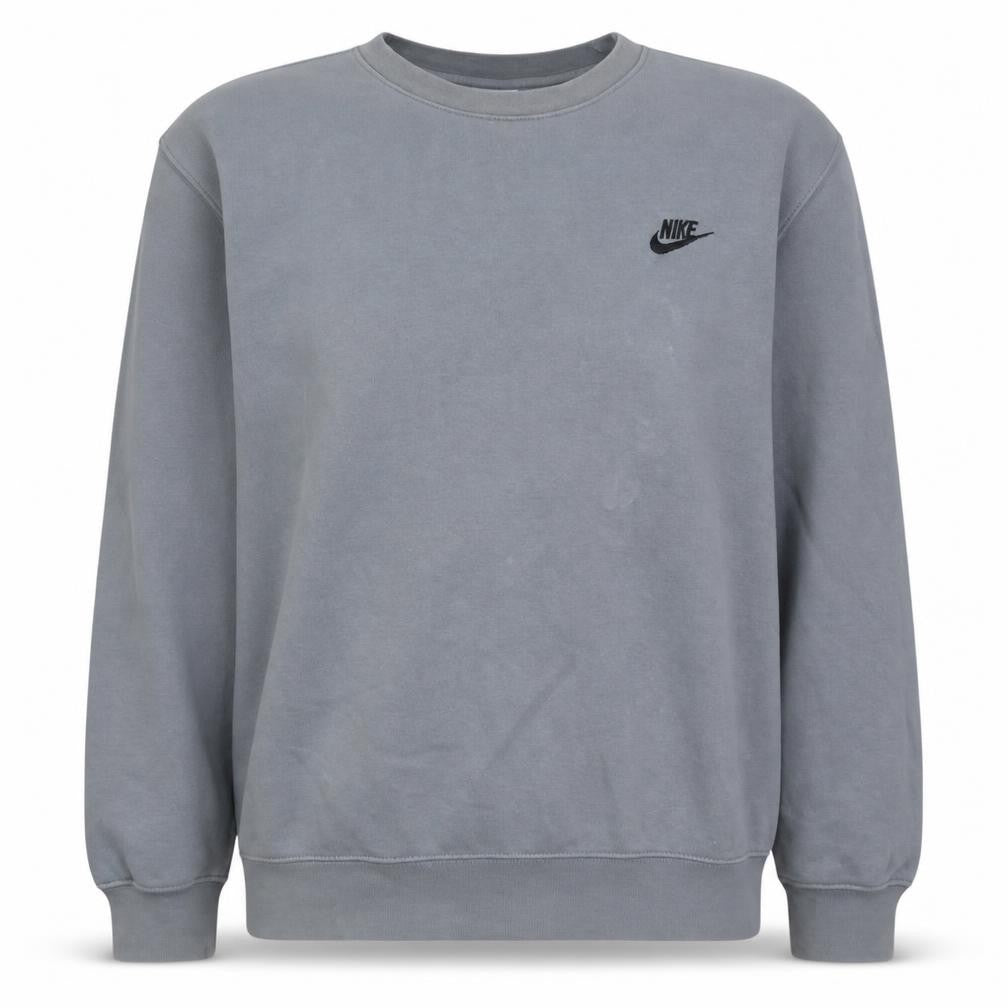 Front view of Nike Men's Grey Crew Neck Pullover Sweatshirt L Regular Fit