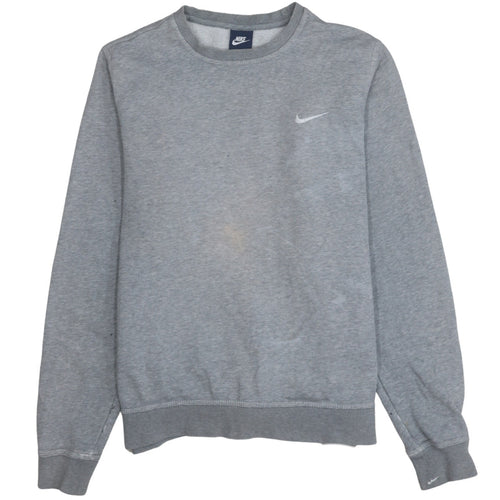 Nike Men's Grey Crew Neck Sweatshirt L Long Cotton Blend