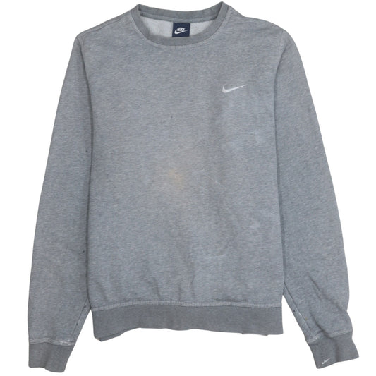 Nike Men's Grey Crew Neck Sweatshirt L Long Cotton Blend