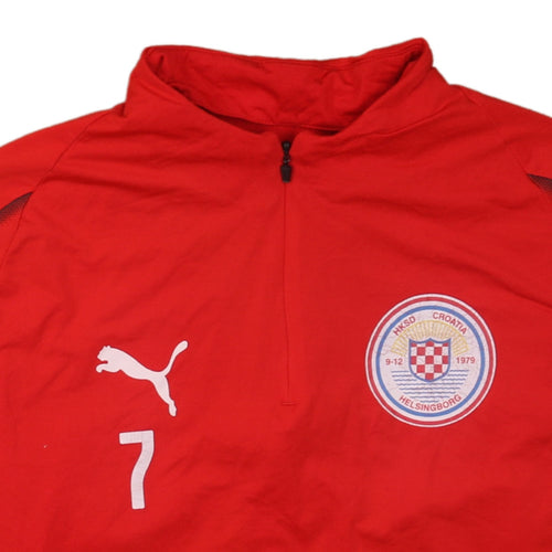 Puma Mens Red 1/4 Zip Athletic Football Sweatshirt Size S
