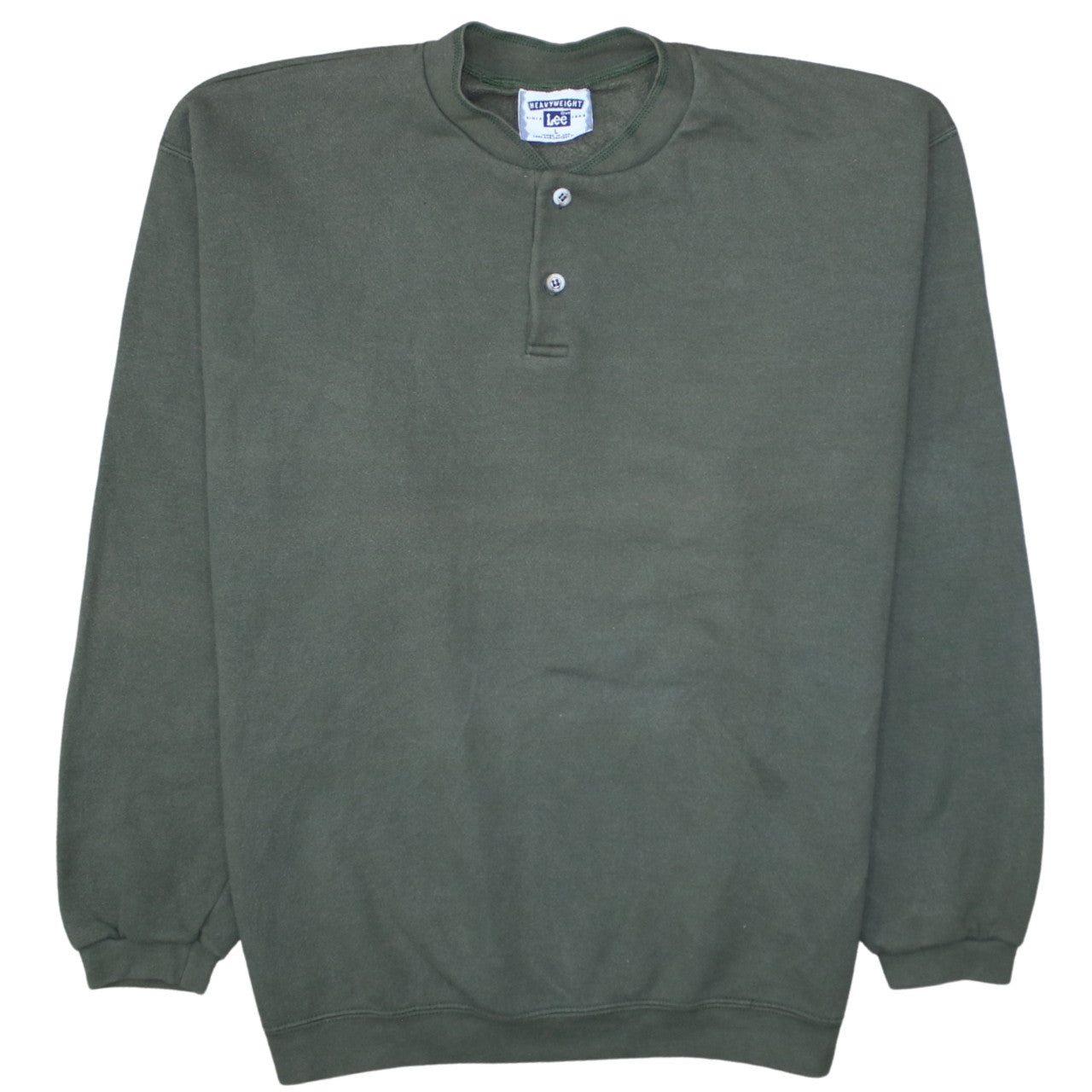 Lee Men's Green Heavyweight Henley Sweatshirt Size L