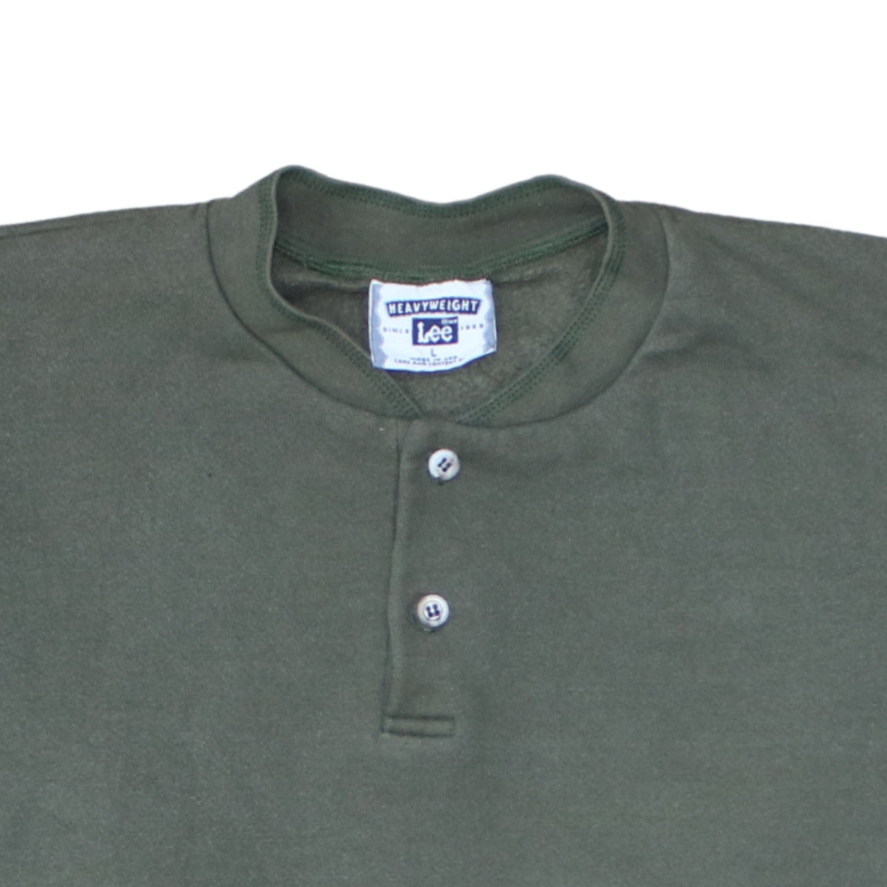 Lee Men's Green Heavyweight Henley Sweatshirt Size L