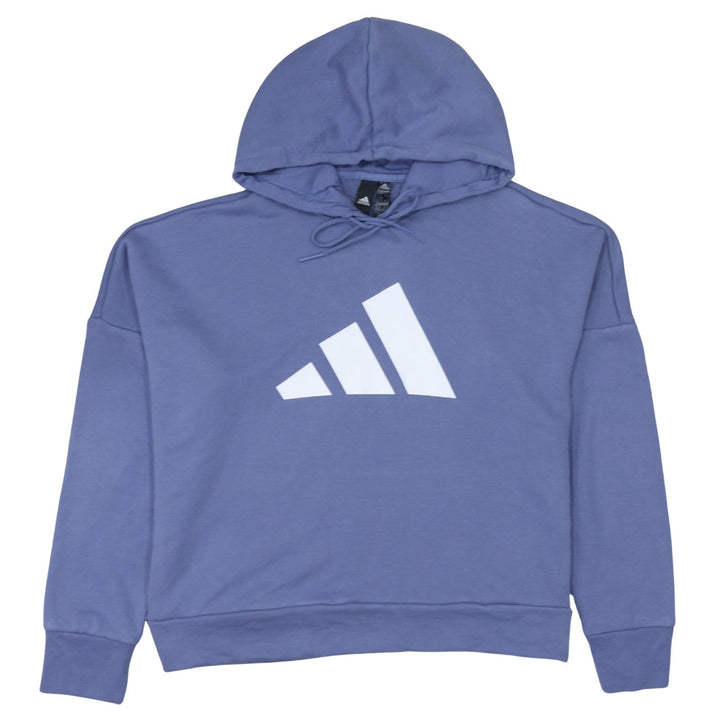 Adidas Women’s Blue Pullover Hoodie L Relaxed Fit Cotton Blend