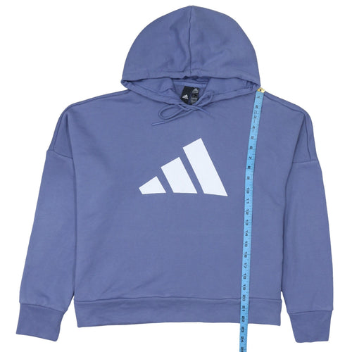 Adidas Women’s Blue Pullover Hoodie L Relaxed Fit Cotton Blend