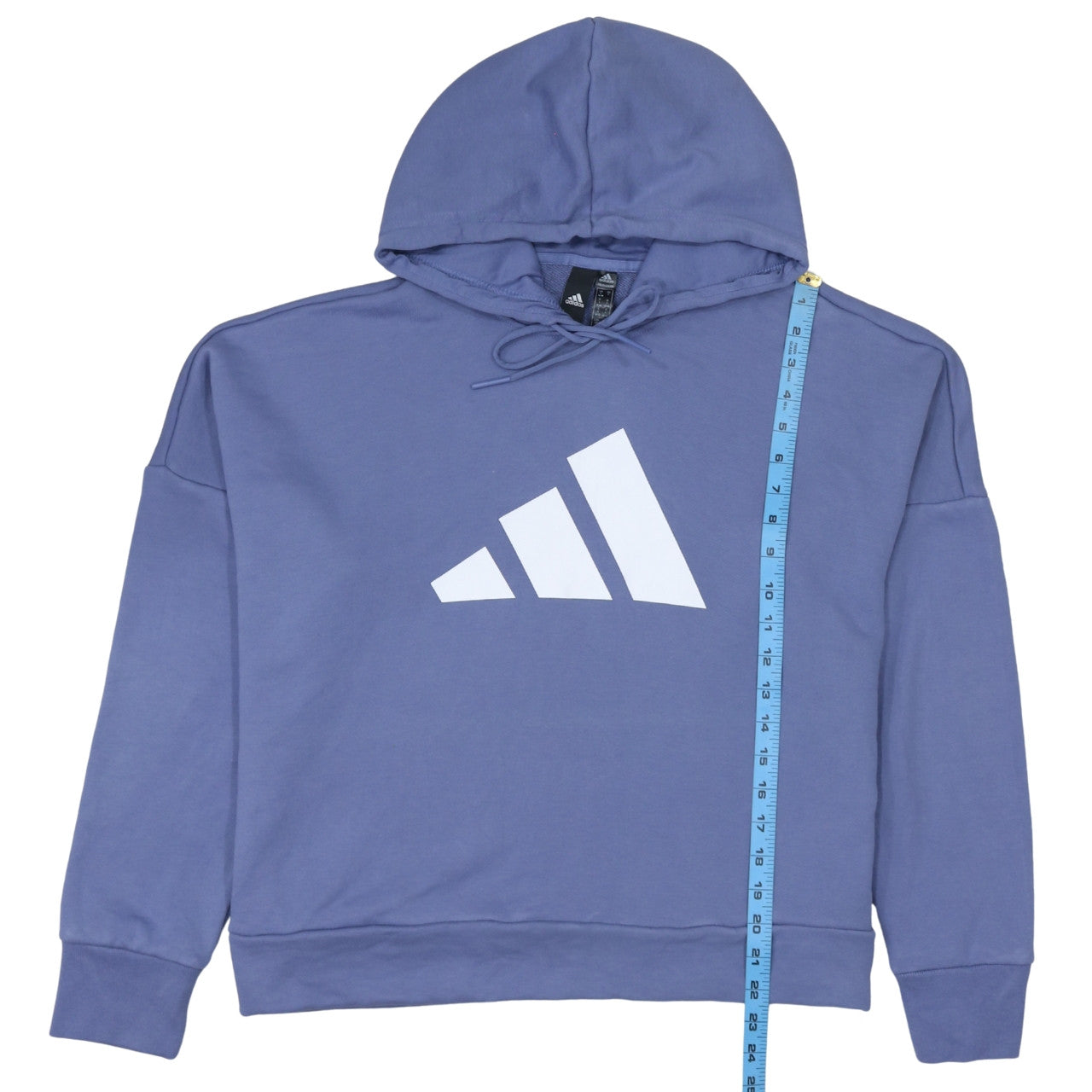 Adidas Women’s Blue Pullover Hoodie L Relaxed Fit Cotton Blend