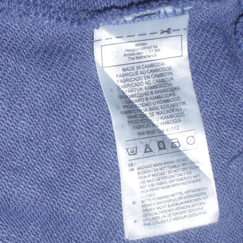 Adidas Women’s Blue Pullover Hoodie L Relaxed Fit Cotton Blend