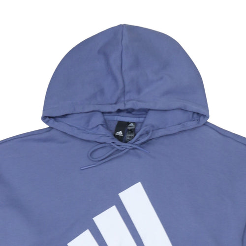 Adidas Women’s Blue Pullover Hoodie L Relaxed Fit Cotton Blend