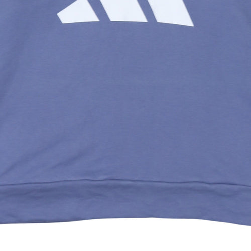 Adidas Women’s Blue Pullover Hoodie L Relaxed Fit Cotton Blend