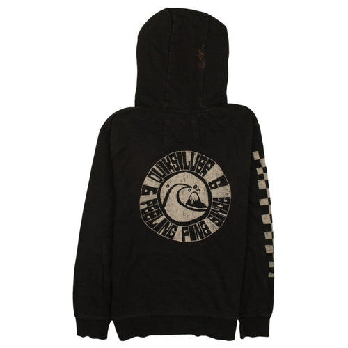 Quiksilver Men's Black Pullover Hoodie Small Surf Graphic
