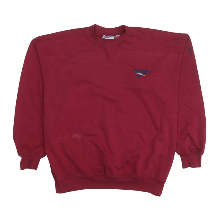 Reebok Mens Red Crew Neck Pullover Sweatshirt Size L Vintage Sportswear