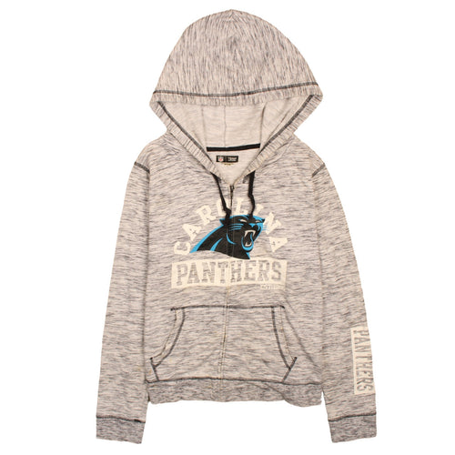NFL Team Apparel Carolina Panthers Women's Grey Full Zip Hoodie Size L