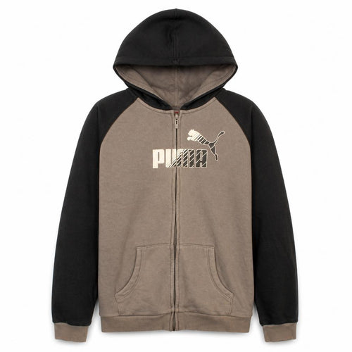 Puma Boys Brown Full Zip Hoodie 16 Years Graphic Logo Hooded Sweatshirt