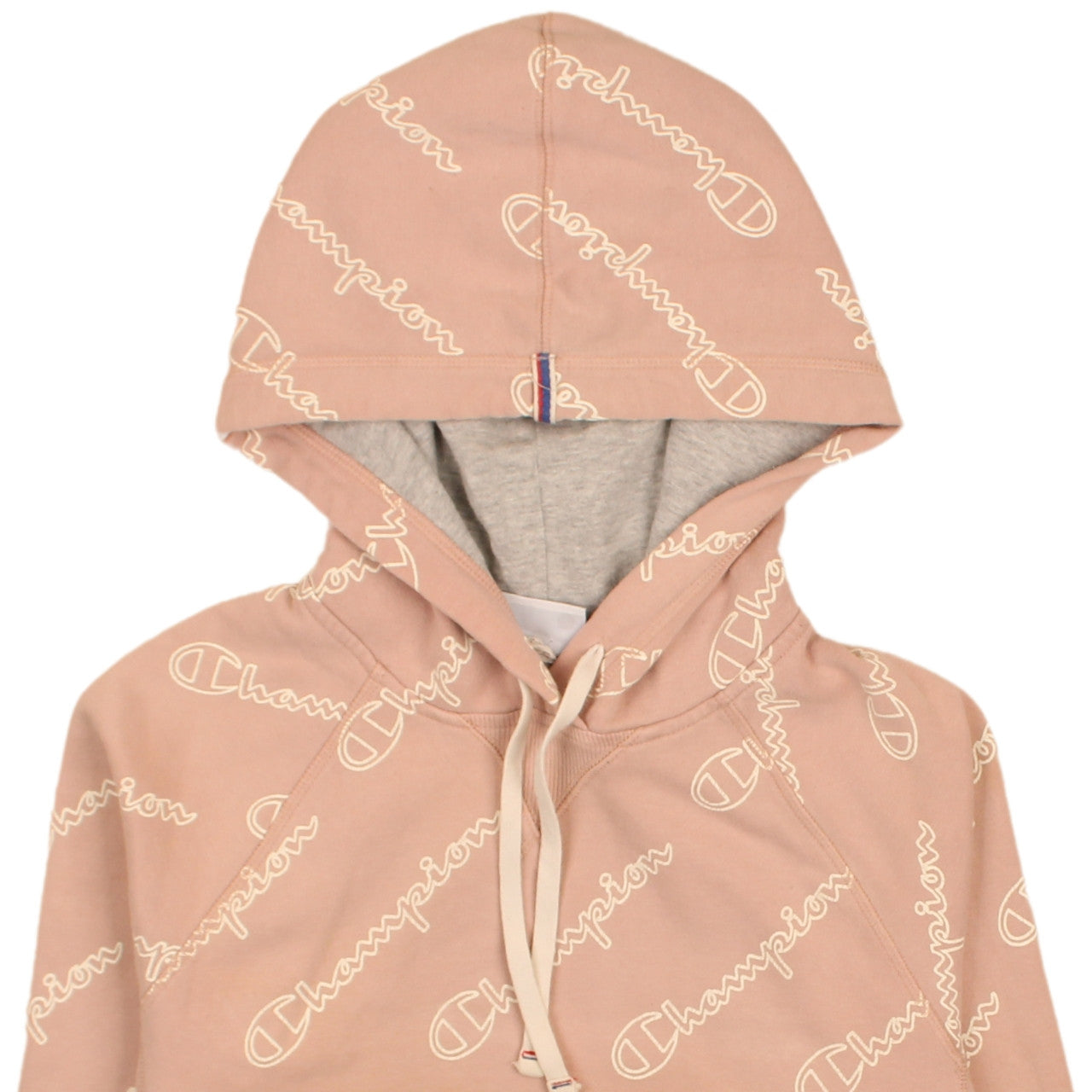 Champion Womens Beige Logo Print Pullover Hoodie Size S