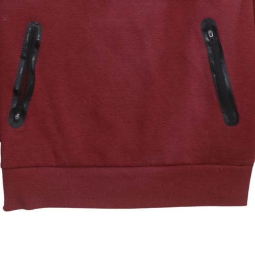 Ellesse Men Red Pullover Sweatshirt M Logo Crew Neck Zip Pockets