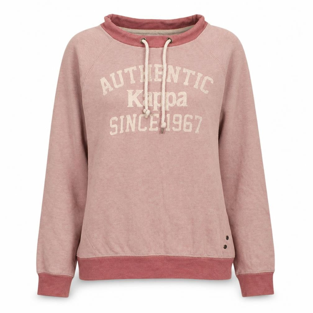 Front view of Kappa women’s pink pullover sweatshirt large casual embroidered logo