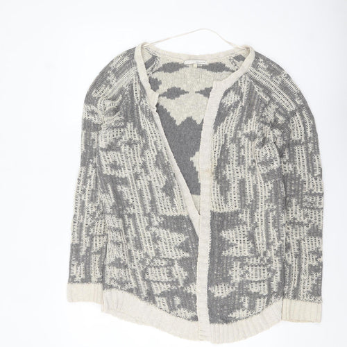 River Island Women’s Grey Geometric Knit Open Cardigan Size 10