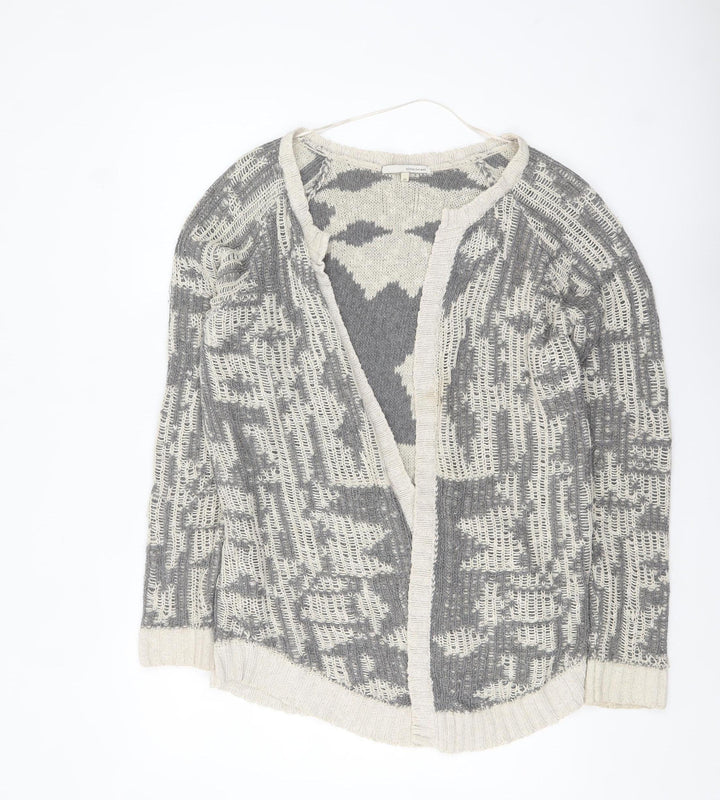 River Island Women’s Grey Geometric Knit Open Cardigan Size 10