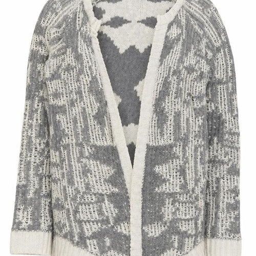 River Island Women’s Grey Geometric Knit Open Cardigan Size 10