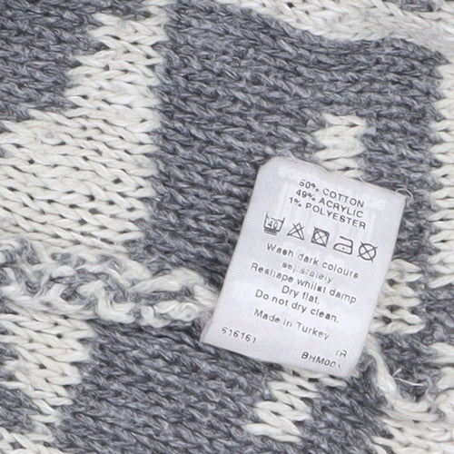 River Island Women’s Grey Geometric Knit Open Cardigan Size 10