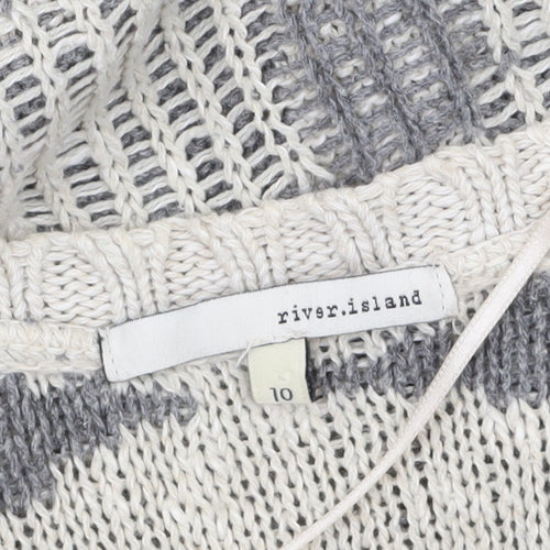 River Island Women’s Grey Geometric Knit Open Cardigan Size 10