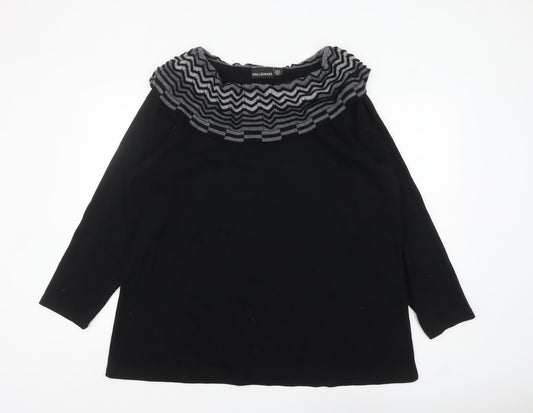 Nina Leonard Womens Black 2XL Cowl Neck Long Sleeve Pullover Jumper