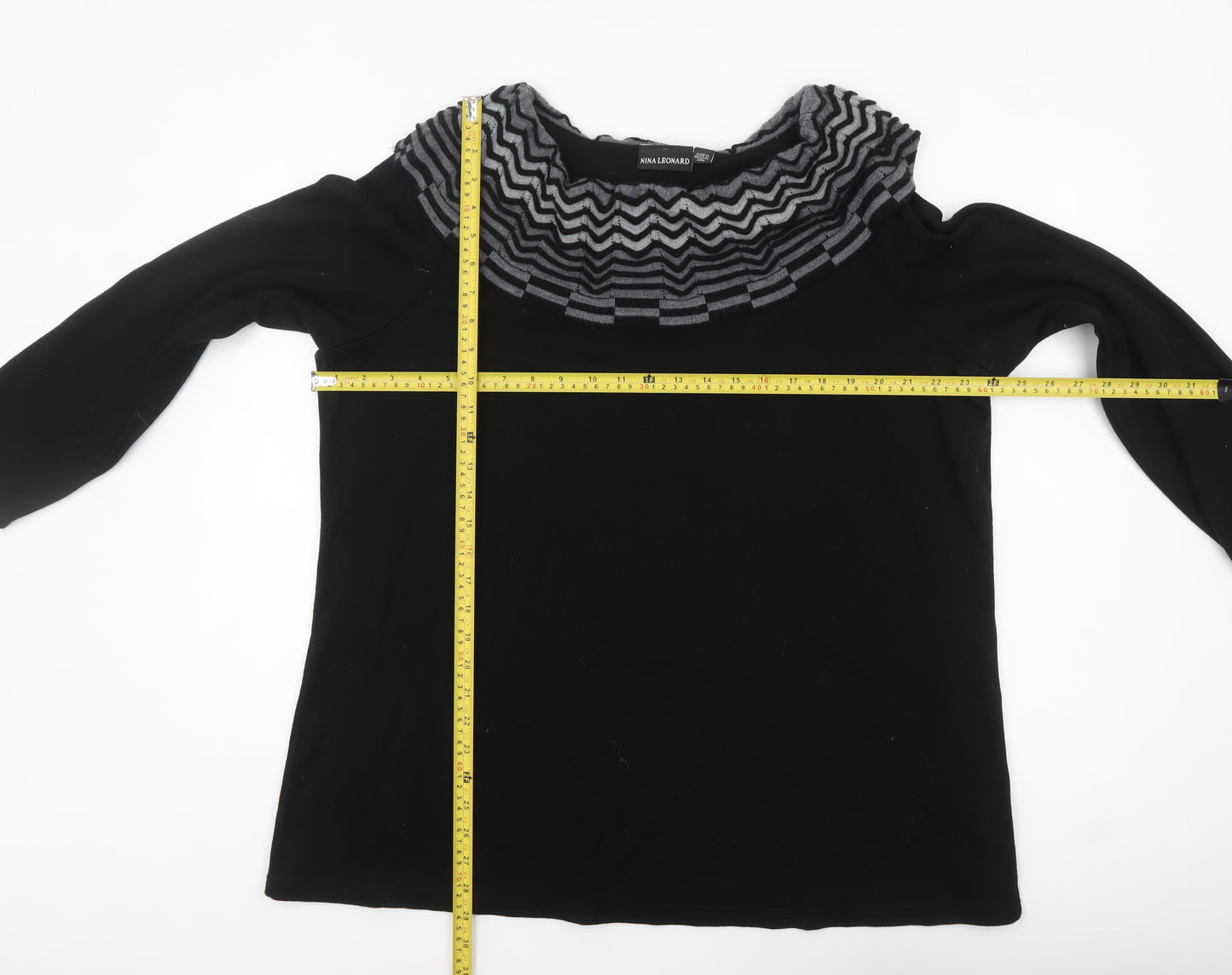 Nina Leonard Womens Black 2XL Cowl Neck Long Sleeve Pullover Jumper