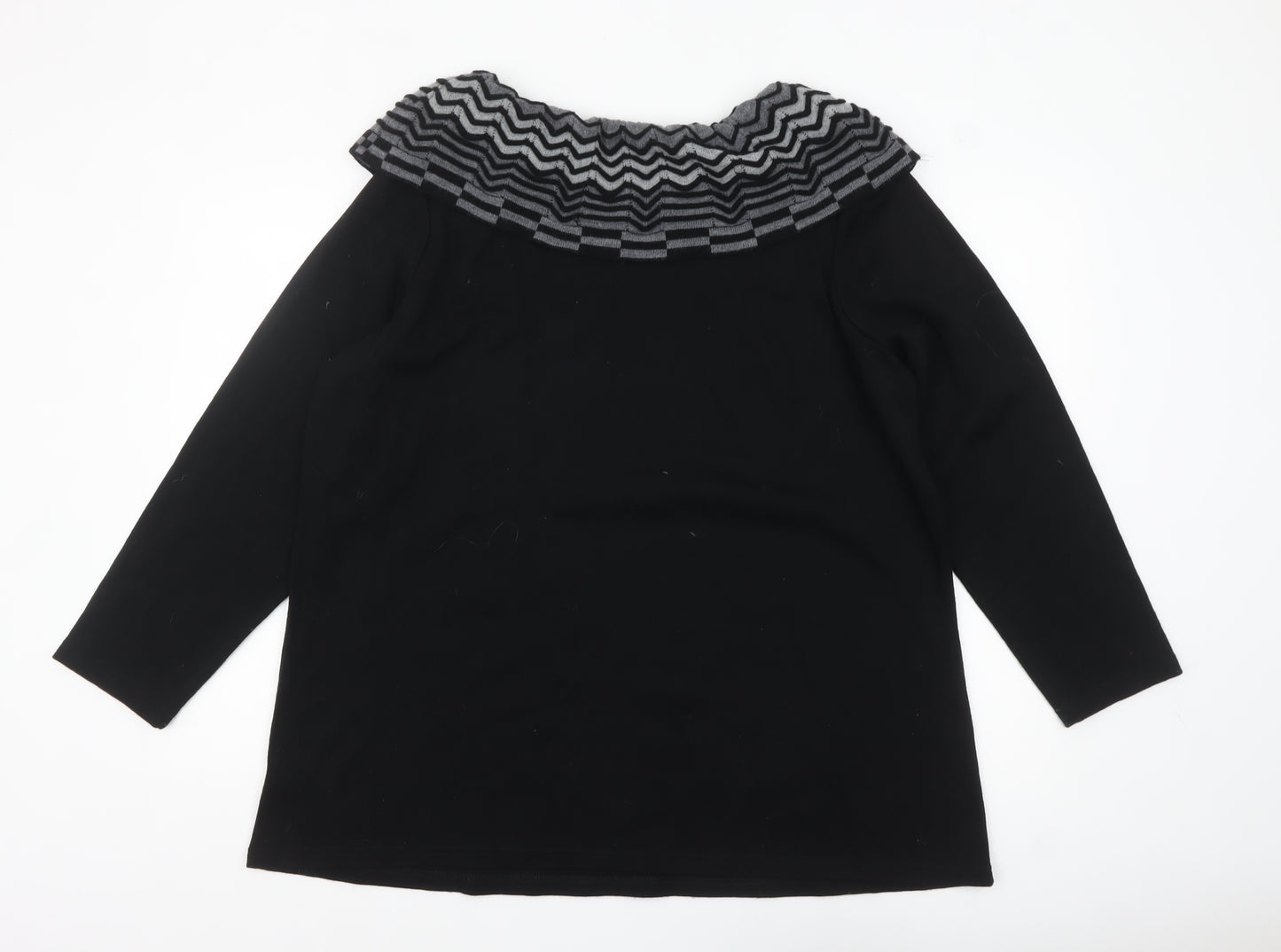 Nina Leonard Womens Black 2XL Cowl Neck Long Sleeve Pullover Jumper