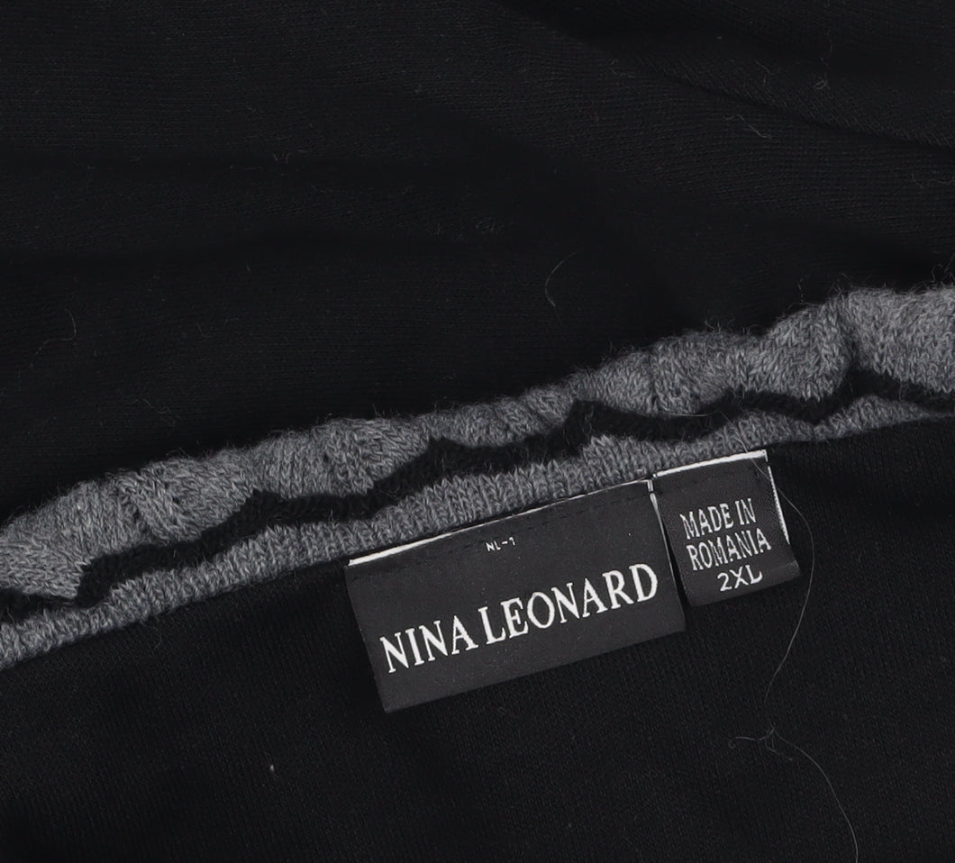 Nina Leonard Womens Black 2XL Cowl Neck Long Sleeve Pullover Jumper
