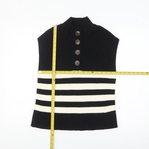 MNG Women’s Black Striped Sleeveless Knit Vest Jumper XL
