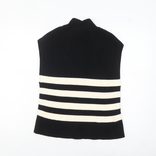 MNG Women’s Black Striped Sleeveless Knit Vest Jumper XL